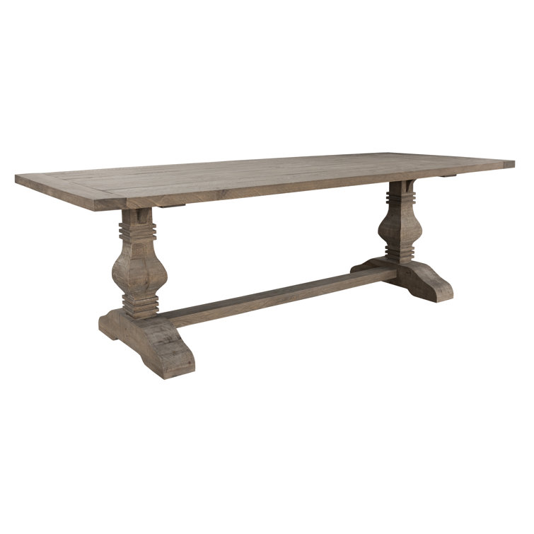 Gracie Oaks Dumfries 94'' Pine Solid Wood Trestle Dining Table
